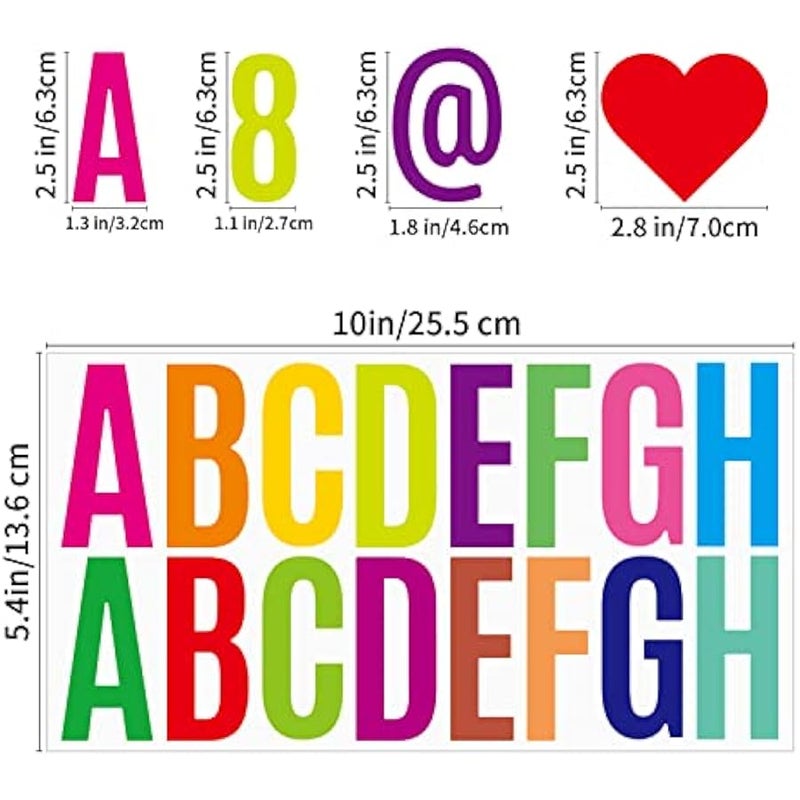 500 Pcs 30 Sheets Large Letter Stickers 2.5 Inches Alphabet Number Self Adhesive Sticker for Bulletin Board, Classrooms, Mailbox, Scrapbooking, Poster board, Wall Vinyl Stick On Letters (2.5 Inch, - Image 2