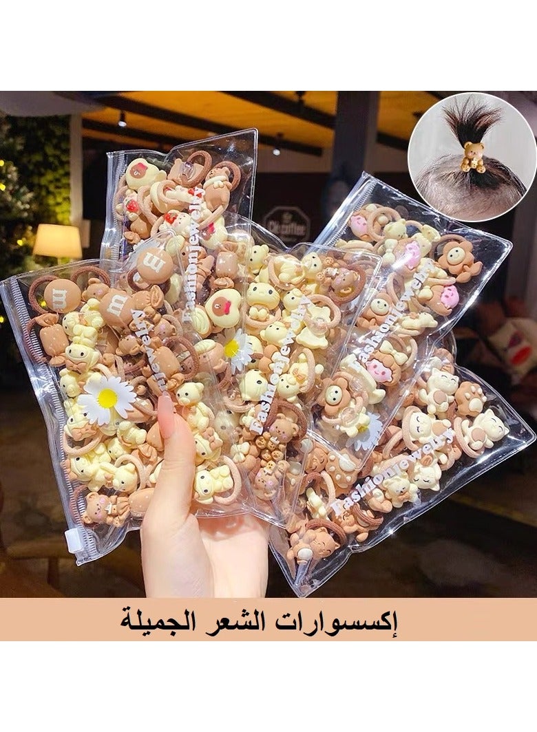 شيكسين 50 قطعة من أربطة شعر الأطفال، إكسسوارات الشعر، اصنع تسريحات شعر جميلة، مرونة جيدة، قابلة للتمدد، انتعاش جيد، بدون معدن، لن تتلف الشعر، لون الماكارون - Image 1