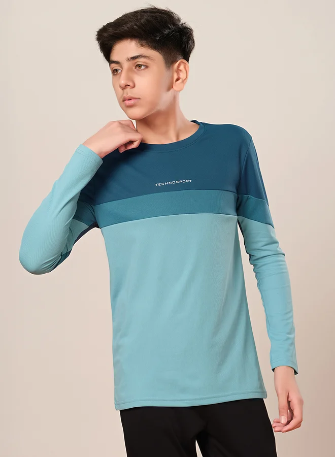 Technosport Color Block Long Sleeve Regular Fit T-Shirt