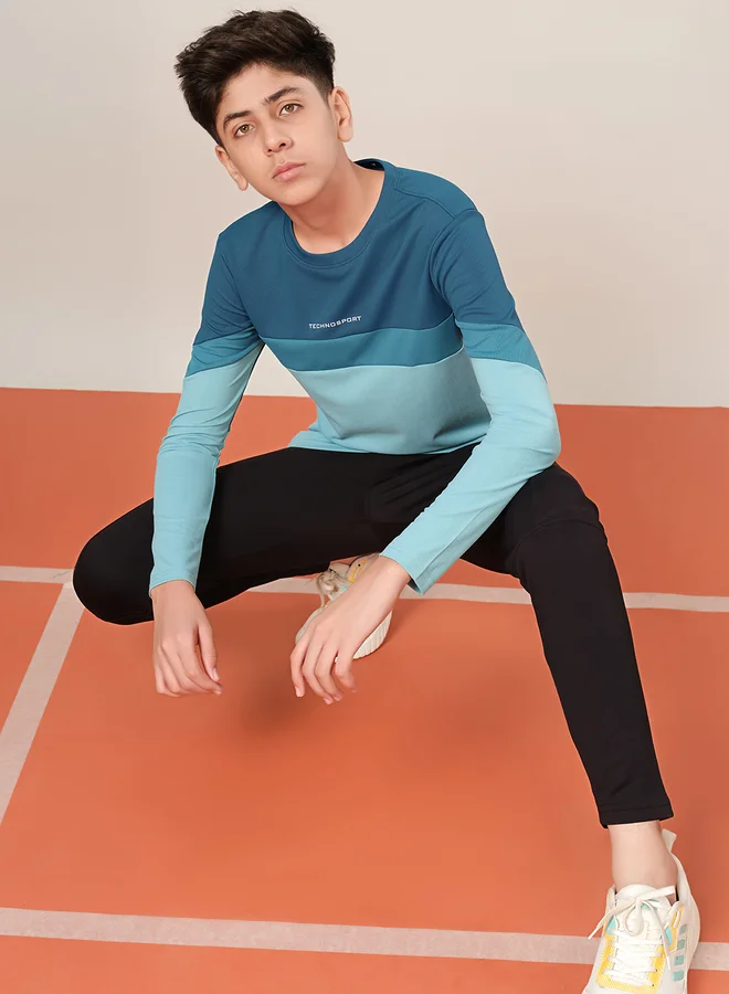 Technosport Color Block Long Sleeve Regular Fit T-Shirt
