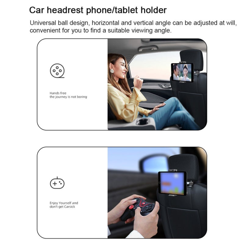 Headrest Phone Mount: Grey, Universal Ball Design, Retractable Clamp Arm - Adjustable Viewing Angle & Distance, High-Quality Plastic for Car Backseat Entertainment - Image 3