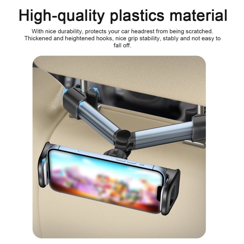 Headrest Phone Mount: Grey, Universal Ball Design, Retractable Clamp Arm - Adjustable Viewing Angle & Distance, High-Quality Plastic for Car Backseat Entertainment - Image 5