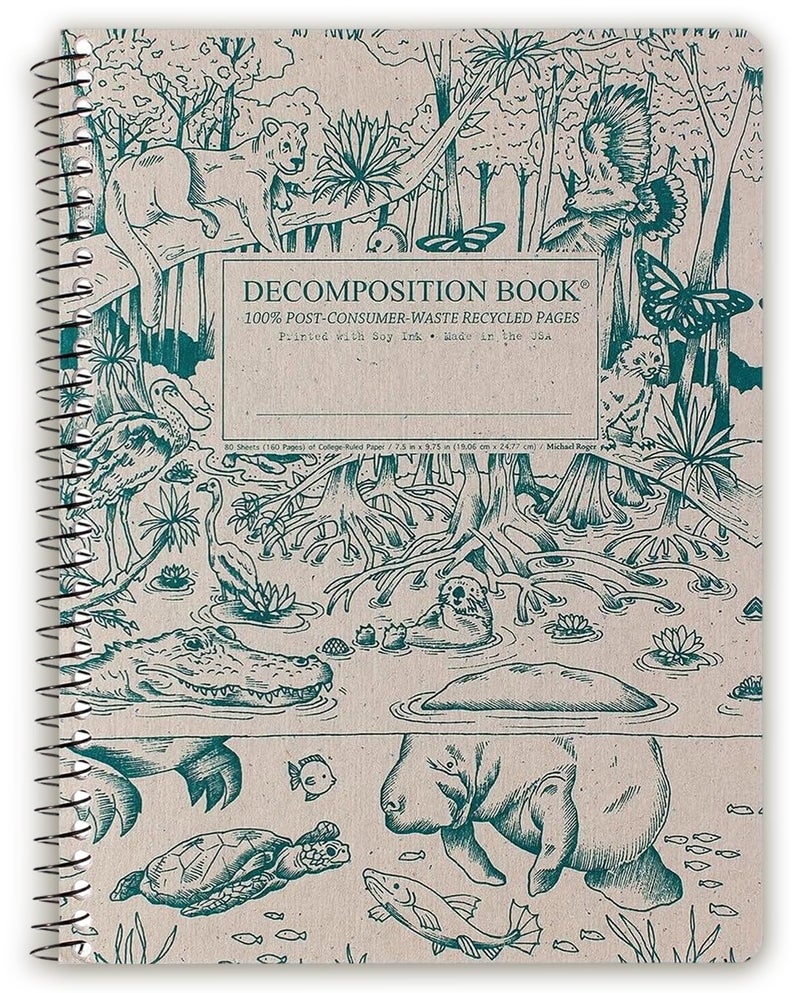 Decomposition Everglades College Ruled Spiral Notebook - 9.75 x 7.5 Journal with 160 Lined Pages - 100% Recycled Paper - Notebooks for School Supplies, Home & Office - Made in USA - Image 1