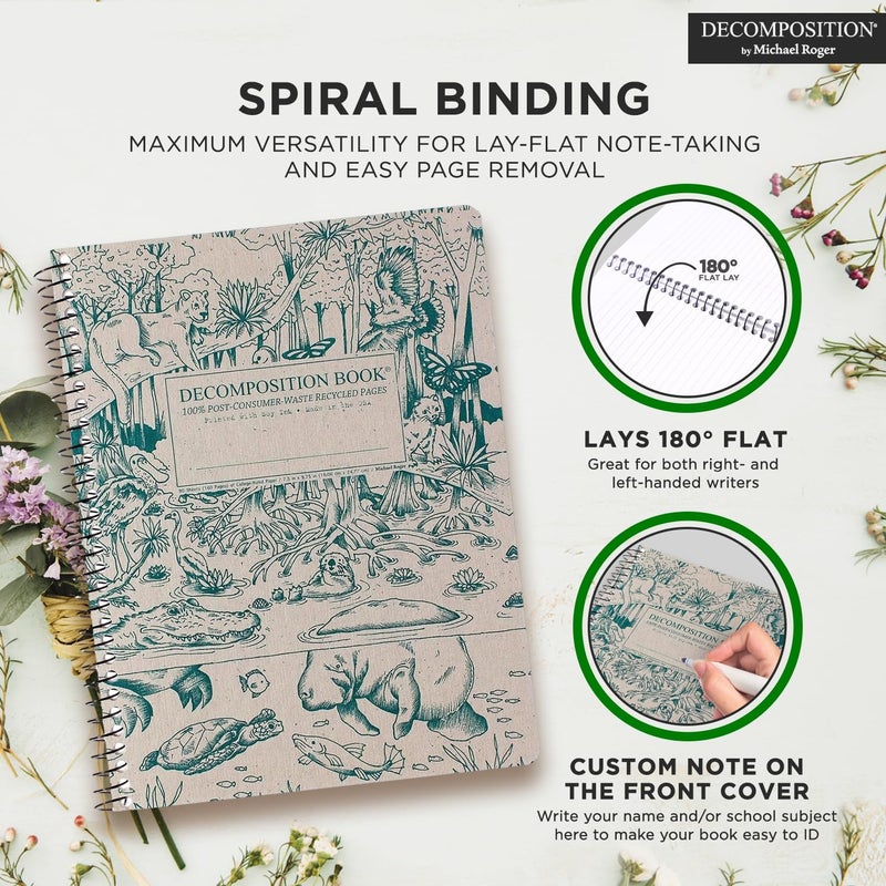 Decomposition Everglades College Ruled Spiral Notebook - 9.75 x 7.5 Journal with 160 Lined Pages - 100% Recycled Paper - Notebooks for School Supplies, Home & Office - Made in USA - Image 5