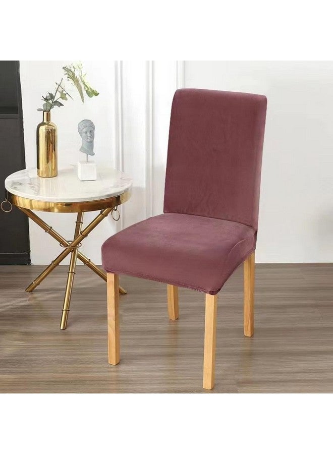 Styleys Velvet Dining Chair Covers Stretch Chair Covers for Dining Room Chair Protector Covers Slipcover Chair Covers (Pack of 6, Pink, VEMC15) - Image 2