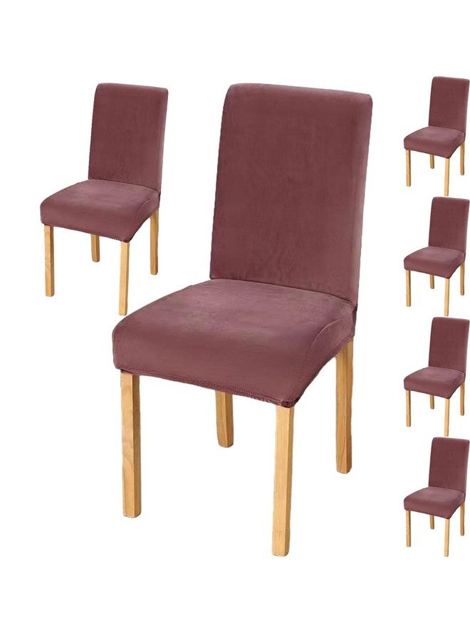 Styleys Velvet Dining Chair Covers Stretch Chair Covers for Dining Room Chair Protector Covers Slipcover Chair Covers (Pack of 6, Pink, VEMC15) - Image 1