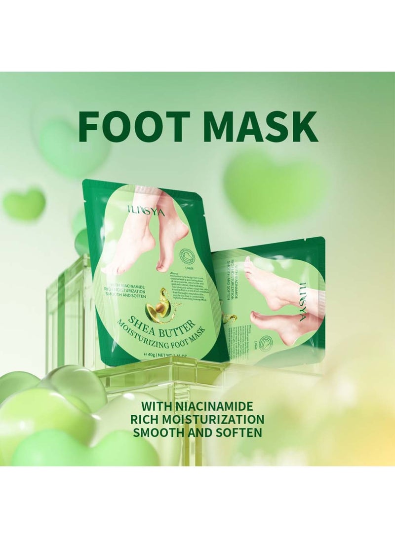 ILISYA 4 PCS Foot Mask with Shea Butter and Goat Milk, Hydrating Foot Masks for Dry Cracked Feet, Dry Skin Moisturizer for Soft and Smooth Touch Feet - Men Women - Image 2