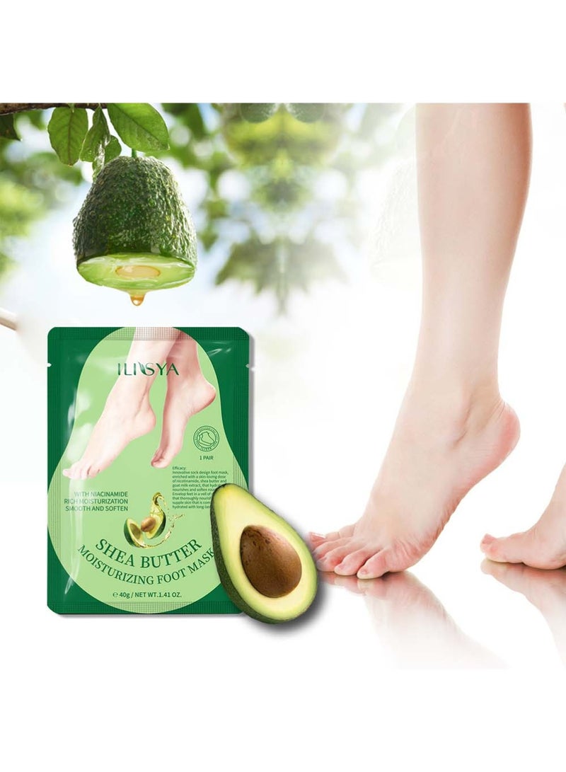 ILISYA 4 PCS Foot Mask with Shea Butter and Goat Milk, Hydrating Foot Masks for Dry Cracked Feet, Dry Skin Moisturizer for Soft and Smooth Touch Feet - Men Women - Image 4