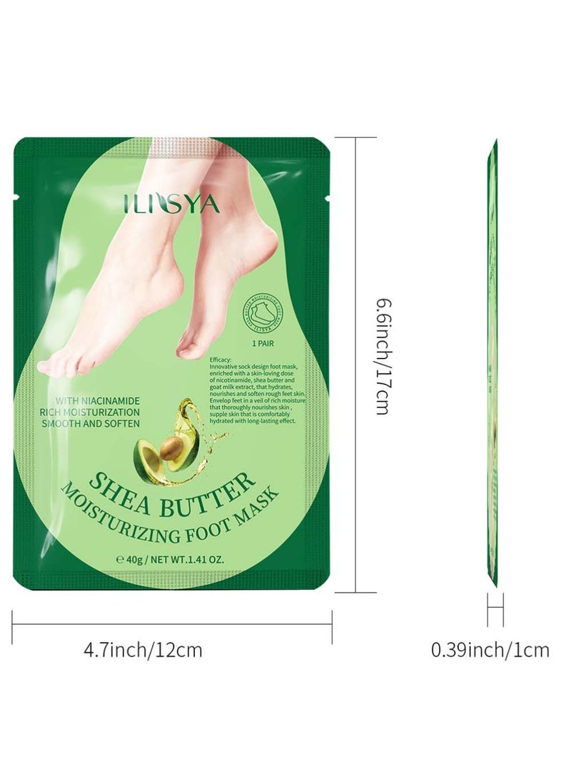 ILISYA 4 PCS Foot Mask with Shea Butter and Goat Milk, Hydrating Foot Masks for Dry Cracked Feet, Dry Skin Moisturizer for Soft and Smooth Touch Feet - Men Women - Image 5
