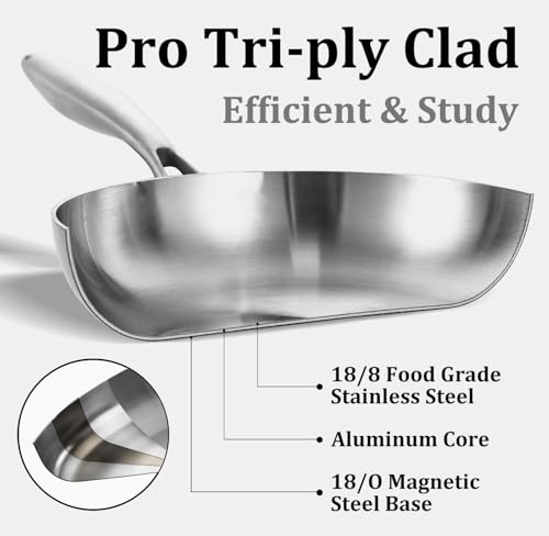 LOLYKITCH 85 InchTriPly Stainless Steel Frying PanSkilletInduction Cooking PanDishwasher and Oven SafeDetachable Handle - Image 3