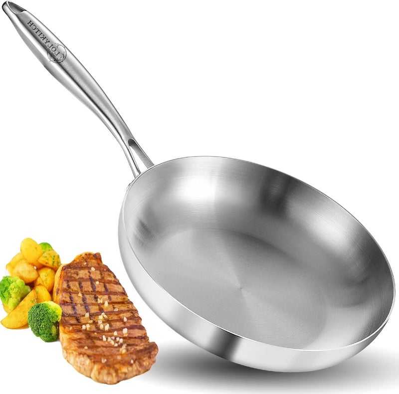 LOLYKITCH 85 InchTriPly Stainless Steel Frying PanSkilletInduction Cooking PanDishwasher and Oven SafeDetachable Handle - Image 2