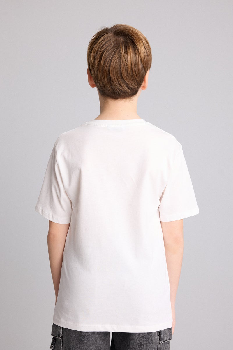DeFacto Beige Boy Boy Regular Fit Crew Neck Printed Short Sleeve T-Shirt Casual - Image 5
