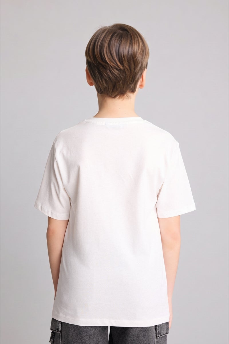 DeFacto Beige Boy Boy Regular Fit Crew Neck Printed Short Sleeve T-Shirt Casual - Image 4