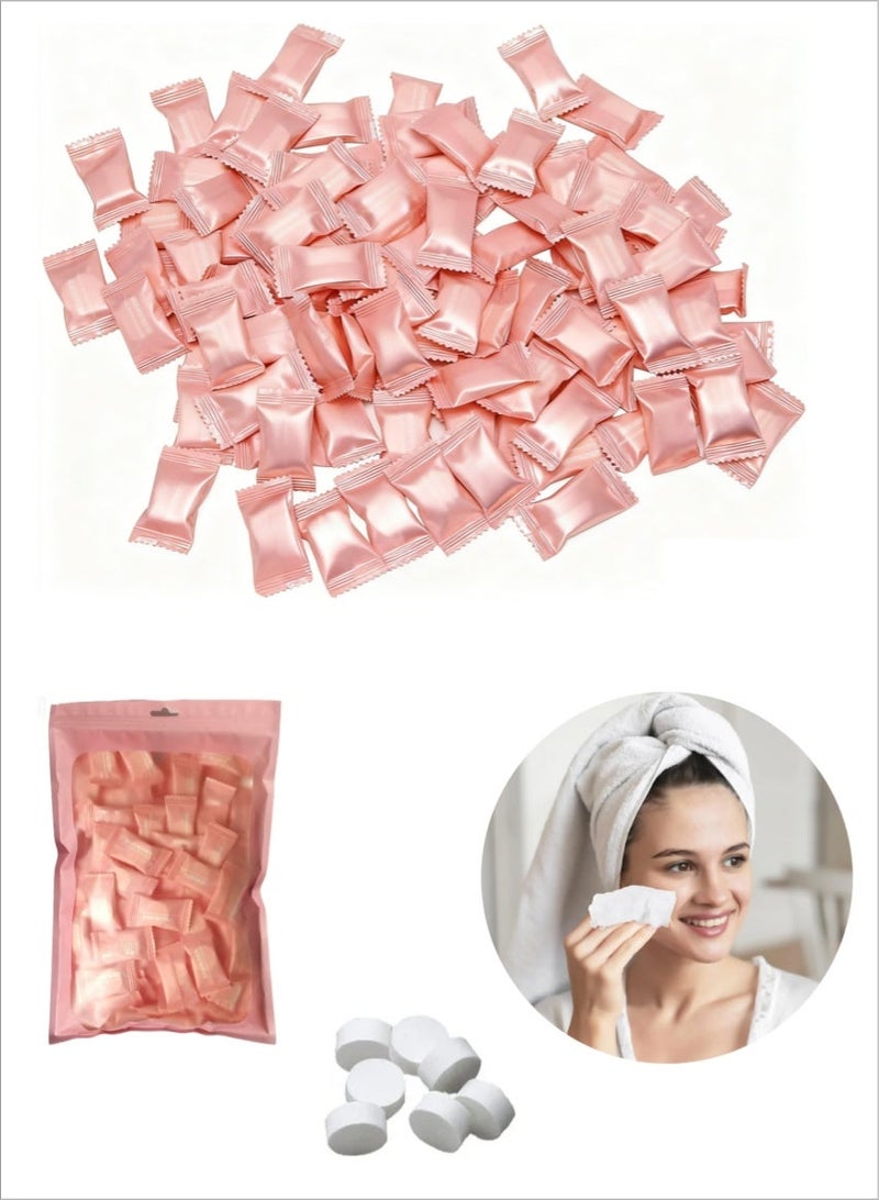 سان يي 100 قطعة من المناشف المضغوطة التي تستخدم لمرة واحدة ، منشفة سفر مضغوطة محمولة ، مناشف قطنية تستخدم لمرة واحدة ، حبوب Tuc ماصة لليد للسفر والتخييم في الهواء الطلق - Image 1