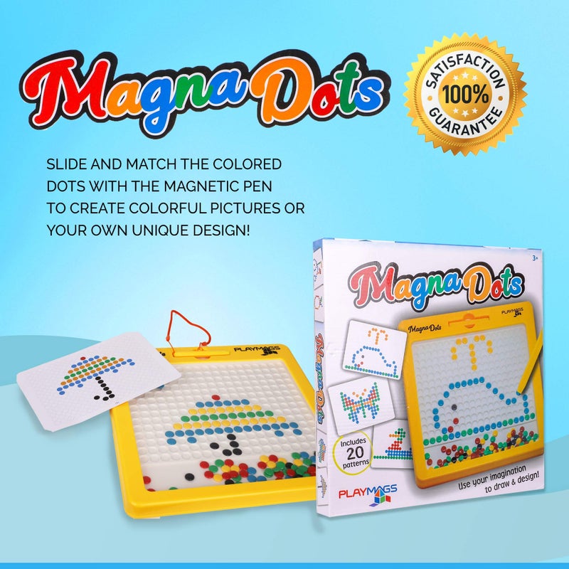 Playmags Large Magnetic Drawing Board for Kids - Magna Dots Doodle Board with Magnetic Pen - 12.5" Large Size with Kid Safe Magnets - Fun Toy Birthday Gift - Image 2