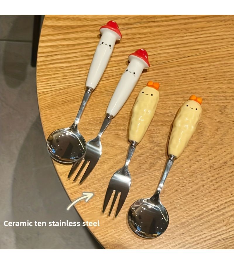 Cute Instagram Style Spoon Fork Chopsticks Set Portable Four Piece Dining Utensil Box - Image 3