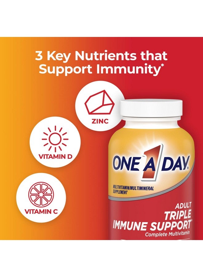 ONE A DAY فيتامينات متعددة للبالغين دعم المناعة الثلاثي* - 100 حبة، مكمل مع فيتامينات C، فيتامين D، والزنك - Image 3