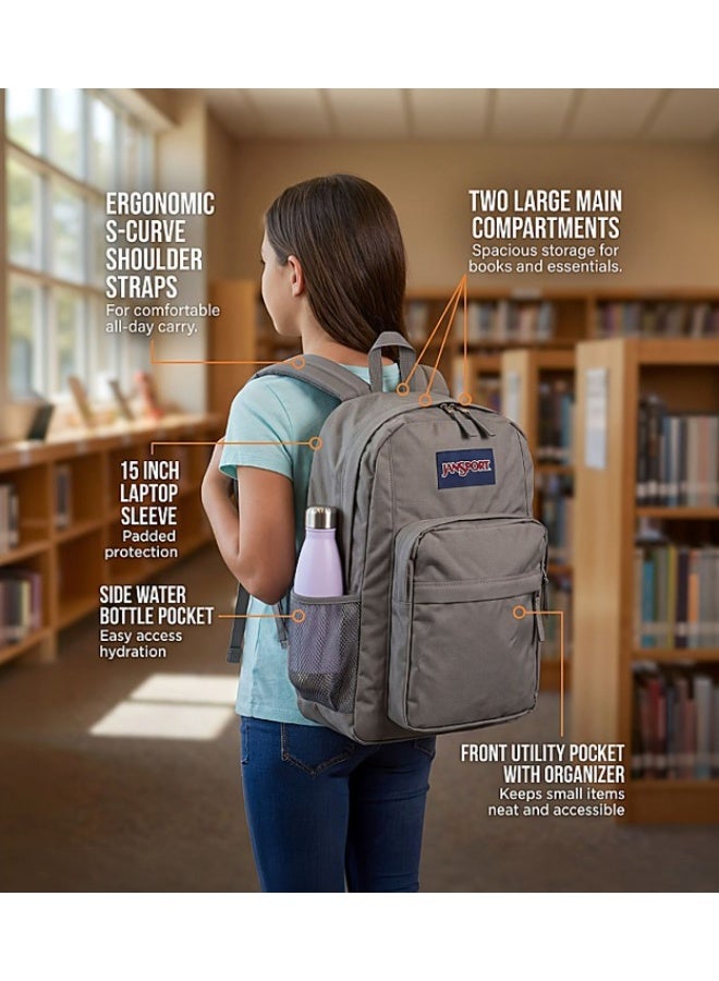 JanSport Big Day Pack Backpack, Graphite Grey, 15-Inch Laptop Sleeve, Spacious Main Compartment, Ergonomic Shoulder Straps, Water Bottle Pocket - Image 3