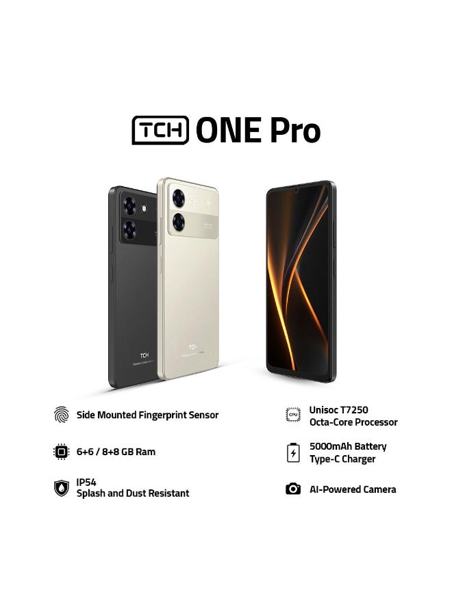 TCH ONE PRO BLACK SMARTPHONE 6GB (Physical) RAM + 6GB (Virtual) RAM 128GB ROM (International Version) Dual Sim with transperent cover case in box - Image 4