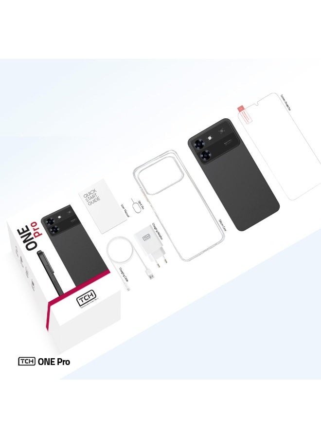 TCH ONE PRO BLACK SMARTPHONE 6GB (Physical) RAM + 6GB (Virtual) RAM 128GB ROM (International Version) Dual Sim with transperent cover case in box - Image 5