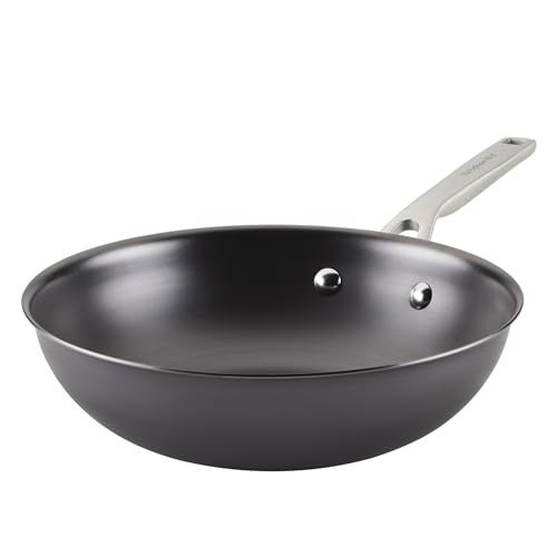 KitchenAid NITRO Carbon Steel Stir Fry PanWok Stainless Steel Handle Compatible with All Cooktops 10 Inch Black - Image 1