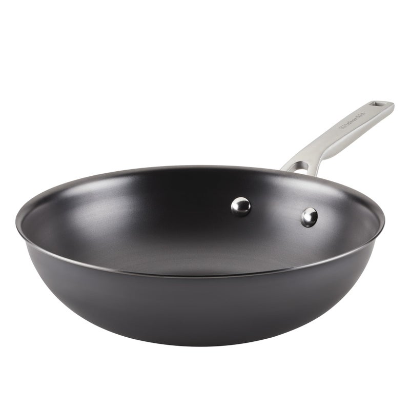 KitchenAid NITRO Carbon Steel Stir Fry PanWok Stainless Steel Handle Compatible with All Cooktops 10 Inch Black - Image 2