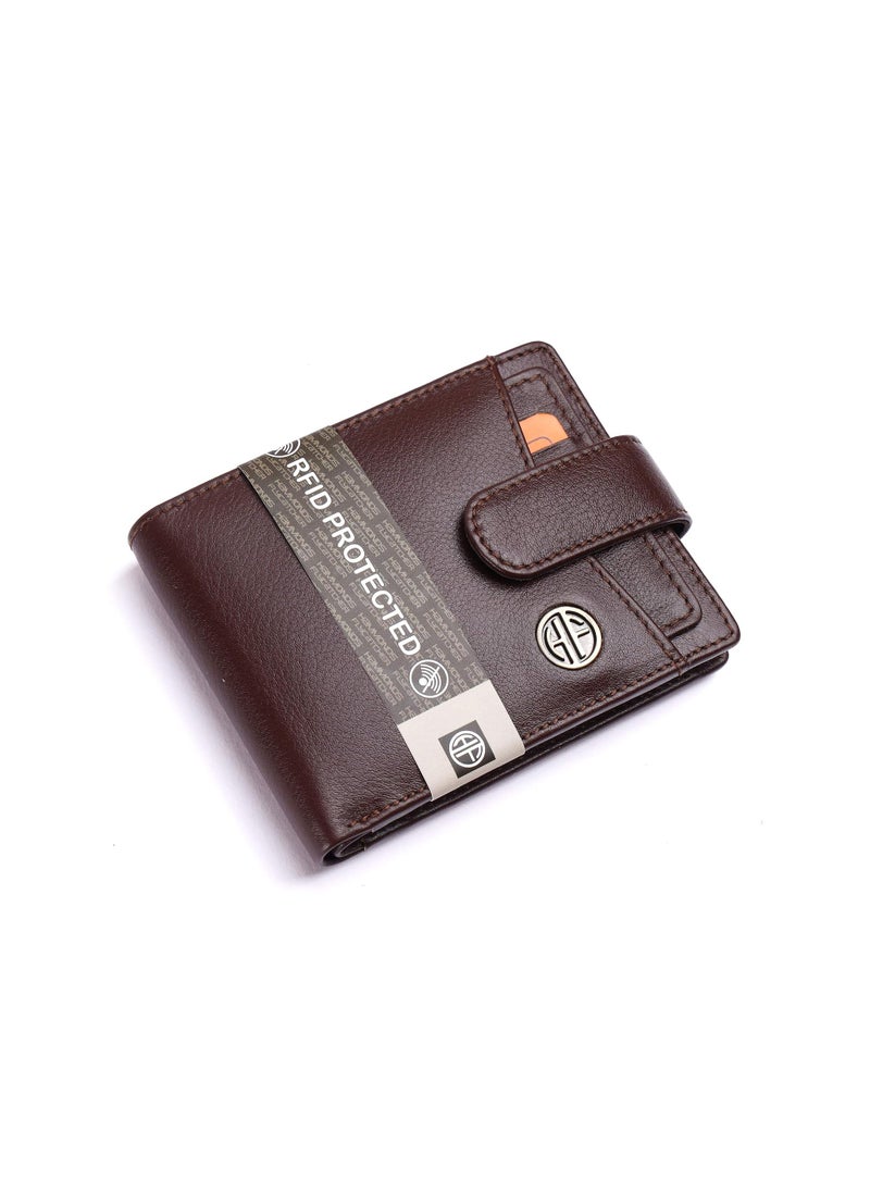 HAMMONDS FLYCATCHER - HAMMONDS FLYCATCHER Genuine Leather Wallet for Men - RFID Protected Leather Purse for Men, Money Purse for Men - 5 Card Slots, Coin Pocket, Hidden Pockets, Metal Snap Button - Redwood Brown - Image 1