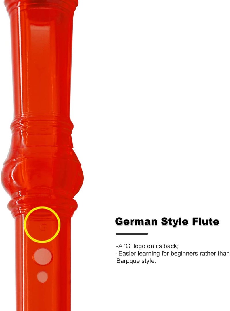 ENGIEGEE SJOYS 8-Hole Soprano Descant Recorder Kids Music Flute with Cleaning Rod & Case Bag For School Student Home Entertainment Transparent Red - Image 4