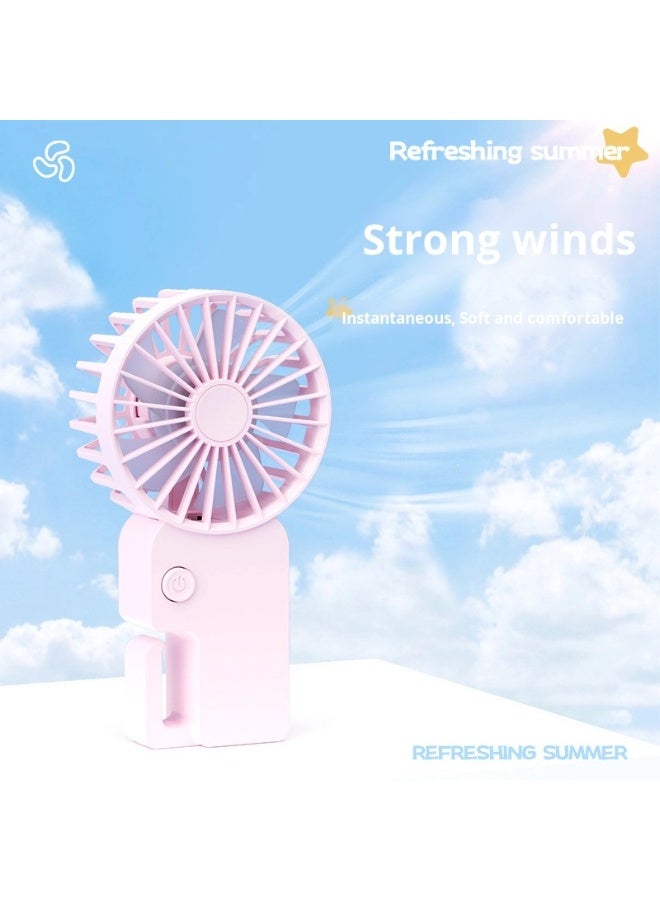 مروحة ايد صغيرة محمولة موديل YM88217 -  شحن USB -  ببطارية قابلة لإعادة الشحن – بوزن خفيف للاستخدام اليدوي – مناسبه للاطفال من عمر 3 سنوات لاكثر - لون وردي - Image 2