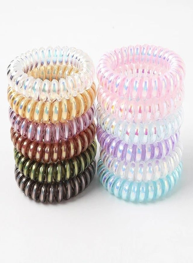 Hivata Multi Colored Telephone Wire Hair Rings Slinky Head Elastic Tie 10Pcs Spiral Hair Ties,Phone Cord Hair Elastics Coils,Candy Colors Spiral Bracelets Ponytail Holders Hair Accessories for Women - Image 1