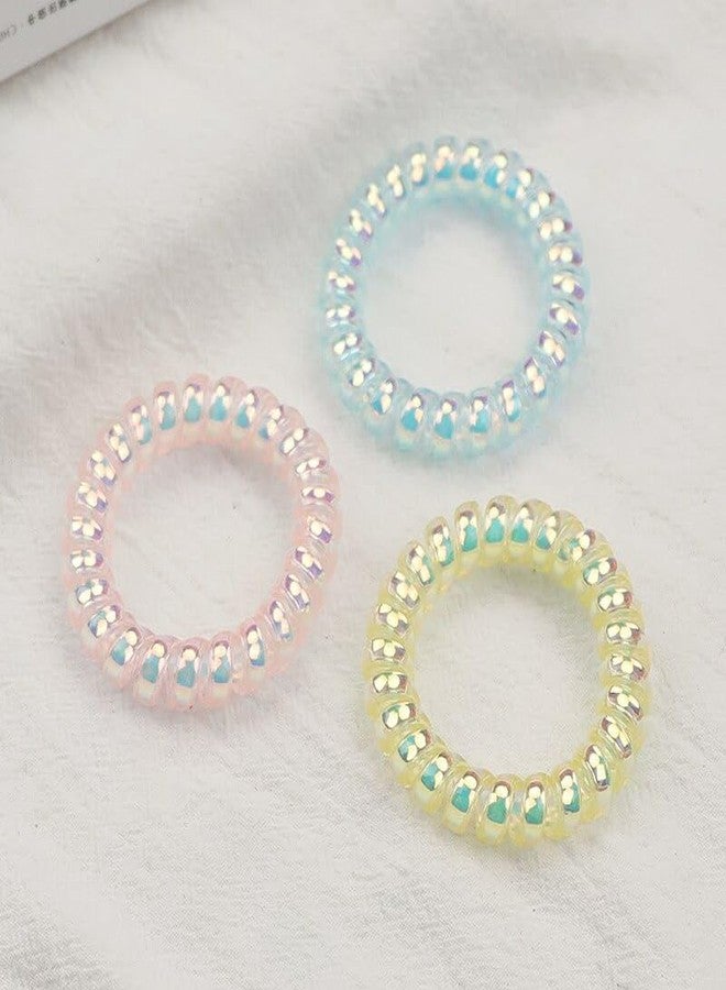 Hivata Multi Colored Telephone Wire Hair Rings Slinky Head Elastic Tie 10Pcs Spiral Hair Ties,Phone Cord Hair Elastics Coils,Candy Colors Spiral Bracelets Ponytail Holders Hair Accessories for Women - Image 3