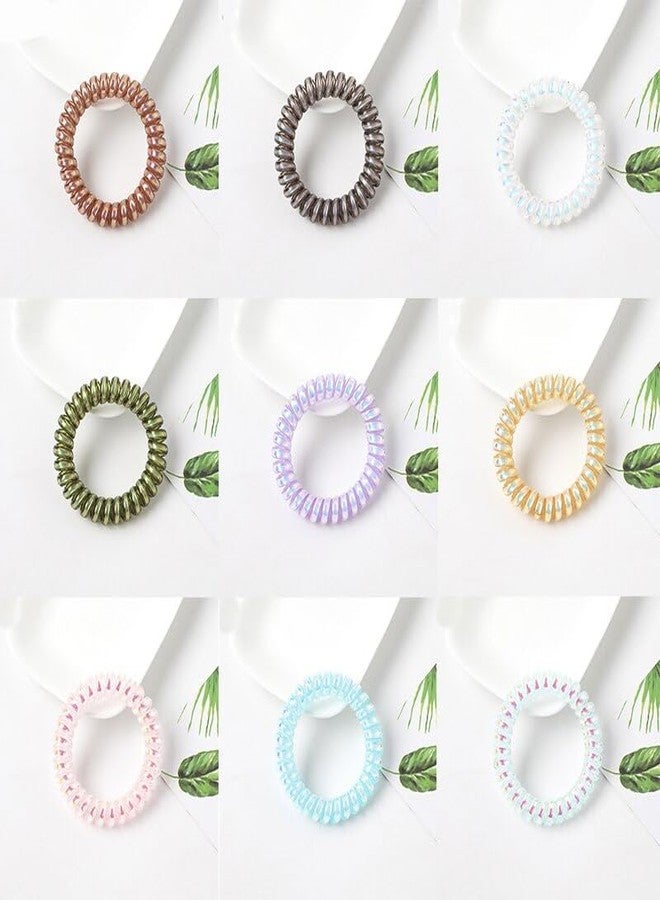 Hivata Multi Colored Telephone Wire Hair Rings Slinky Head Elastic Tie 10Pcs Spiral Hair Ties,Phone Cord Hair Elastics Coils,Candy Colors Spiral Bracelets Ponytail Holders Hair Accessories for Women - Image 2