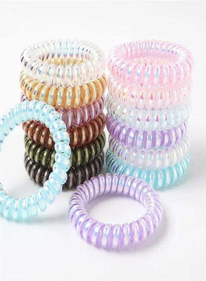 Hivata Multi Colored Telephone Wire Hair Rings Slinky Head Elastic Tie 10Pcs Spiral Hair Ties,Phone Cord Hair Elastics Coils,Candy Colors Spiral Bracelets Ponytail Holders Hair Accessories for Women - Image 4