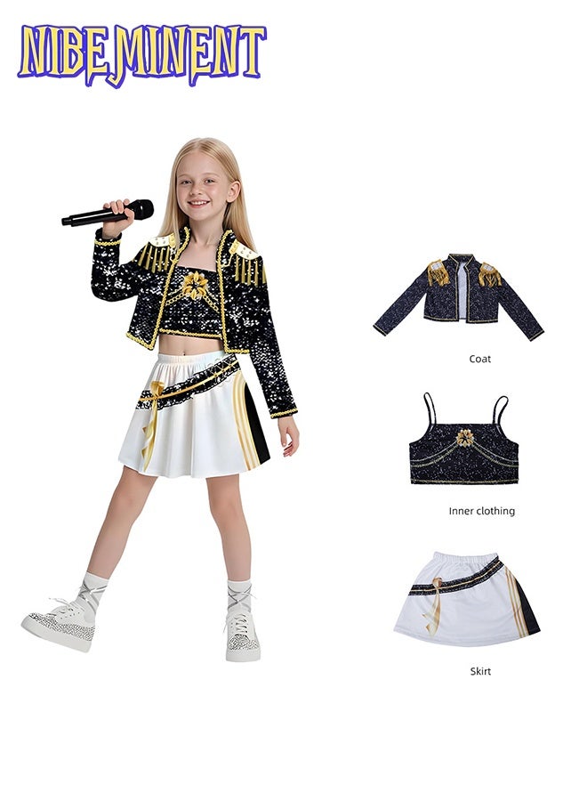 NIBEMINENT Anime Movie KPOP Costume for Kids, Singer Rumi Zoey Cosplay Costume for Girls Halloween Stage Star Cosplay Dress Up - Image 2