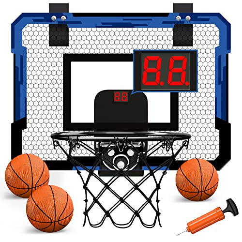 QDRAGON Indoor Basketball Hoop for Kids Over The Door Basketball Hoops Mini Hoop with Scoreboard 3 Balls Basketball Toys Gifts for 5 6 7 8 9 10 11 12 Year Old Boys Girls Teens - Image 1