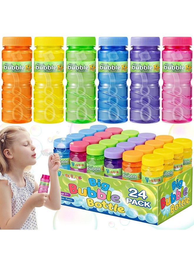 V-Opitos 24 Pack Bubble Bottles With Wands In 6 Colors 4Oz Bubbles Solution Bubble Party Favors For Kids Themed Birthday School Classroom Prizes For Boys & Girls Ideal Goodies Stuffers - Image 1