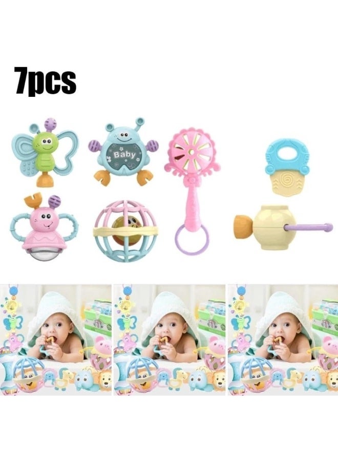 Baby Rattle & Teether Sensory Play Set (7 Pieces) - Safe & Stimulating Toys for Infant Development - Image 2