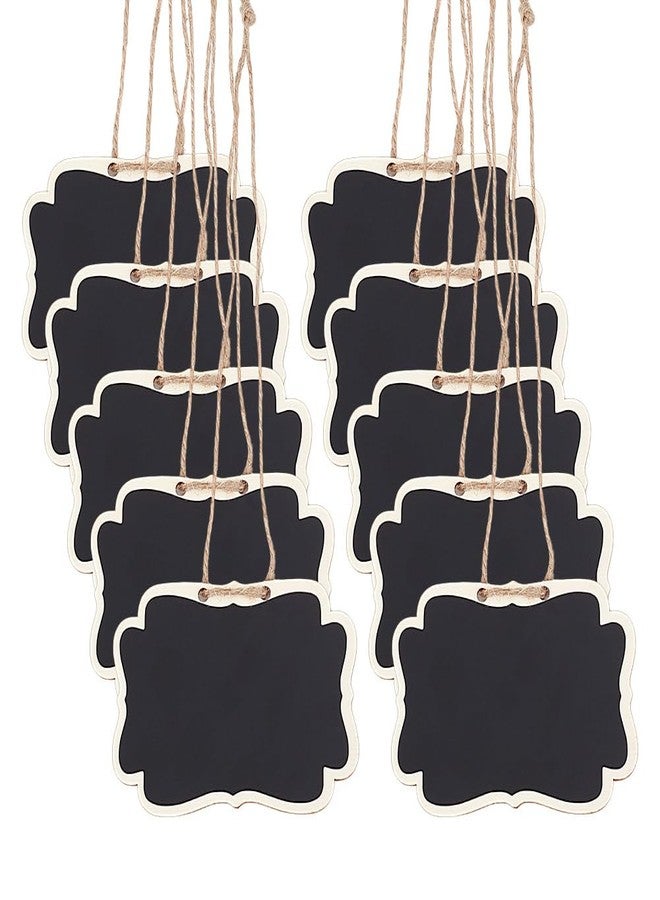 DELORIGIN مجموعة ديلوريجين من 10 قطع من ملصقات قوارير المشروبات الكحولية المصنوعة من ألواح خشبية سوداء، مقاس 2.5 × 3.5 بوصة، لوحات خشبية صغيرة قابلة للتخصيص، ملصقات مخصصة لقوارير المشروبات الكحولية مع خيط للتعليق، لوحات رسائل، ملصقات لحفلات الزفاف وزجاجات النبيذ والويسكي - Image 1