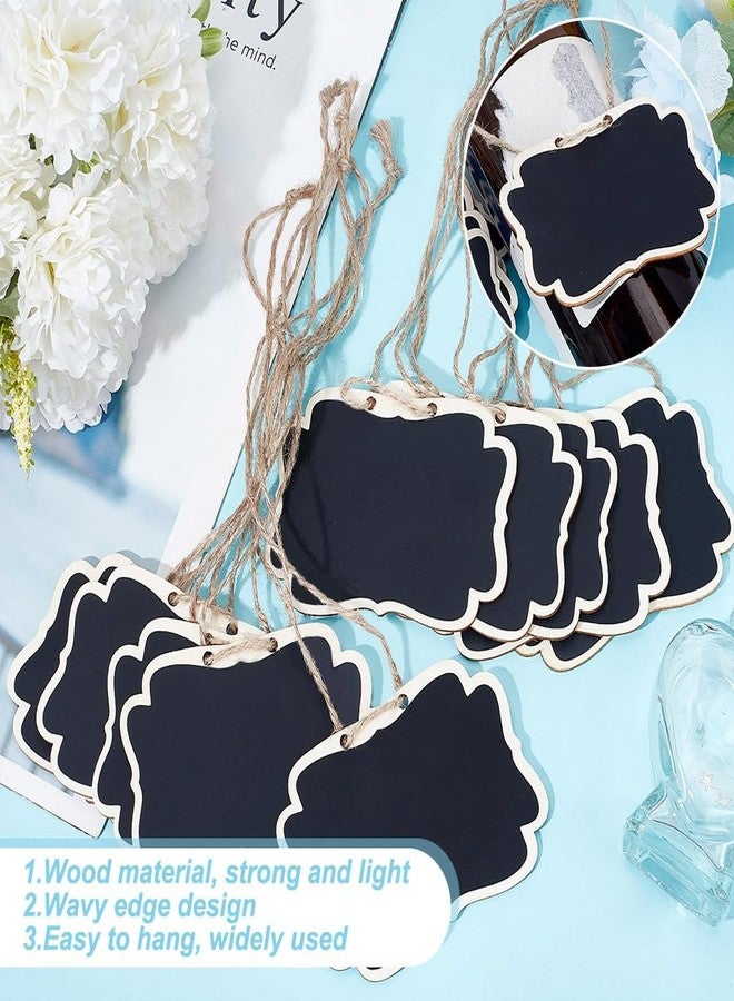 DELORIGIN مجموعة ديلوريجين من 10 قطع من ملصقات قوارير المشروبات الكحولية المصنوعة من ألواح خشبية سوداء، مقاس 2.5 × 3.5 بوصة، لوحات خشبية صغيرة قابلة للتخصيص، ملصقات مخصصة لقوارير المشروبات الكحولية مع خيط للتعليق، لوحات رسائل، ملصقات لحفلات الزفاف وزجاجات النبيذ والويسكي - Image 5