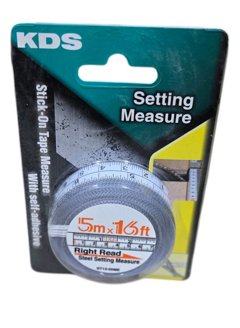 KDS ST13-05ME Stick-On Steel Measuring Tape 5m / 16ft 13mm Self-Adhesive Right Read - Image 5