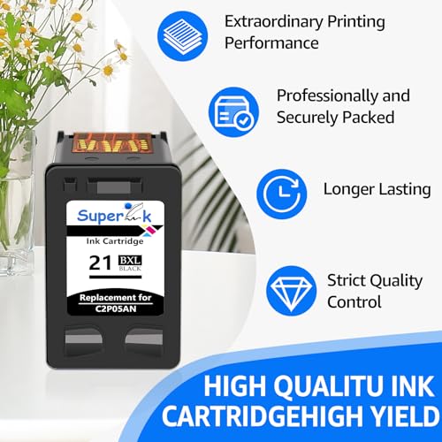 SuperInk 21XL 22XL Ink Cartridge Combo Pack Remanufactured for HP 21 22 21 XL 22 XL Compatible with DeskJet F4180 F2110 D1560 Officejet 4315 J3680 4315Y FAX 1250 3180 Printer (Black Tri-Color,2 Pack) - Image 4