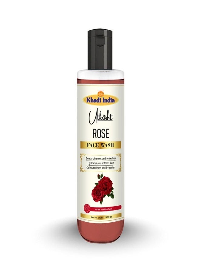Utkrisht Khadi Rose Face Wash | Gentle Hydrating Cleanser for Glowing, Soft & Fresh Skin | Natural Rose Extract | Suitable for All Skin Types | For Men & Women - 210ml - Image 1