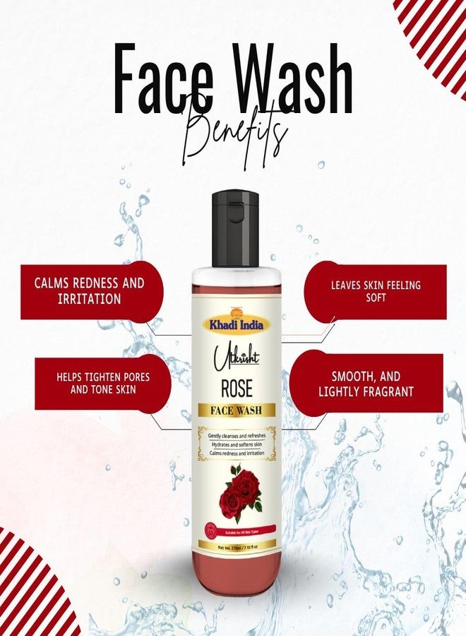 Utkrisht Khadi Rose Face Wash | Gentle Hydrating Cleanser for Glowing, Soft & Fresh Skin | Natural Rose Extract | Suitable for All Skin Types | For Men & Women - 210ml - Image 5