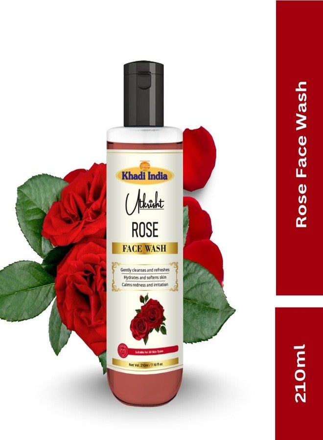 Utkrisht Khadi Rose Face Wash | Gentle Hydrating Cleanser for Glowing, Soft & Fresh Skin | Natural Rose Extract | Suitable for All Skin Types | For Men & Women - 210ml - Image 3
