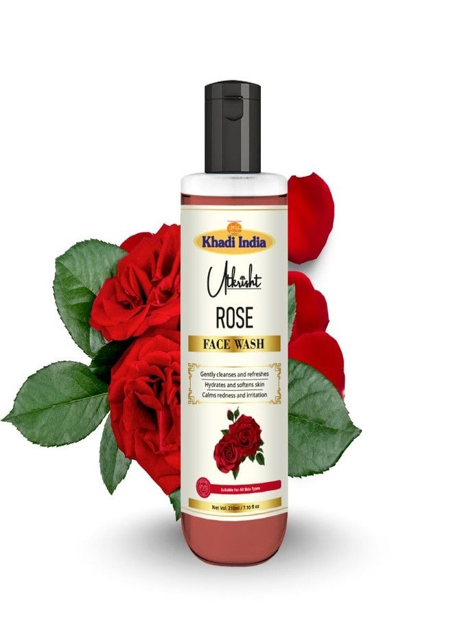 Utkrisht Khadi Rose Face Wash | Gentle Hydrating Cleanser for Glowing, Soft & Fresh Skin | Natural Rose Extract | Suitable for All Skin Types | For Men & Women - 210ml - Image 2