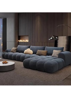 Poppins HOME Office Lounge Sofa - Modular L Shape with Minimalist Design, Composite Fabrics, Sectional for Living Room, Modern Floor Sofas(Blue)
