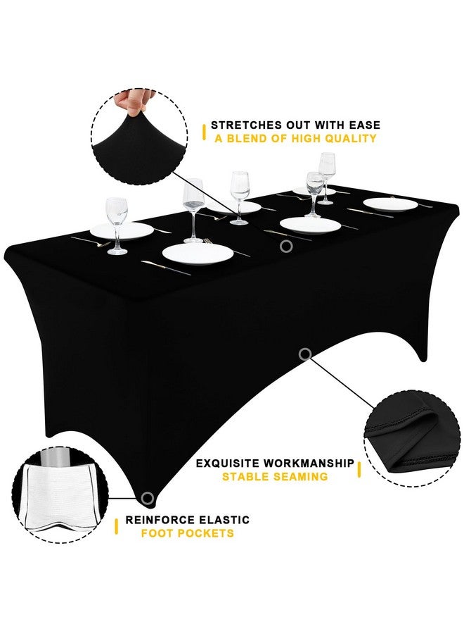 Smiry 2 Pack Spandex Table Cloth 6FT, Elastic Fitted Stretch Tablecloths for Rectangle Tables, Washable Table Cover for Outdoor, Wedding, Banquet & Parties (Black, 72Lx30Wx30H Inch) - Image 2