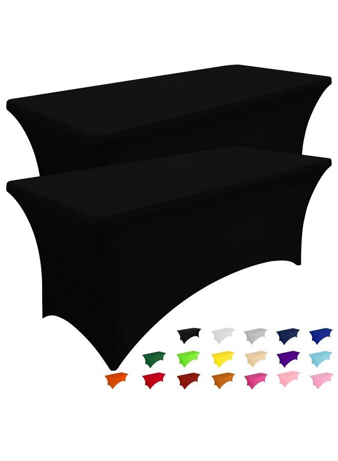 Smiry 2 Pack Spandex Table Cloth 6FT, Elastic Fitted Stretch Tablecloths for Rectangle Tables, Washable Table Cover for Outdoor, Wedding, Banquet & Parties (Black, 72Lx30Wx30H Inch) - Image 1