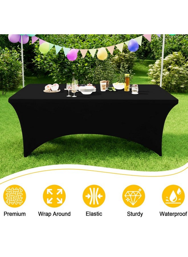 Smiry 2 Pack Spandex Table Cloth 6FT, Elastic Fitted Stretch Tablecloths for Rectangle Tables, Washable Table Cover for Outdoor, Wedding, Banquet & Parties (Black, 72Lx30Wx30H Inch) - Image 3