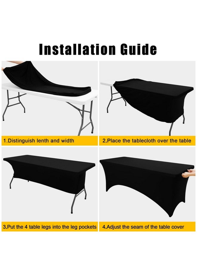 Smiry 2 Pack Spandex Table Cloth 6FT, Elastic Fitted Stretch Tablecloths for Rectangle Tables, Washable Table Cover for Outdoor, Wedding, Banquet & Parties (Black, 72Lx30Wx30H Inch) - Image 5